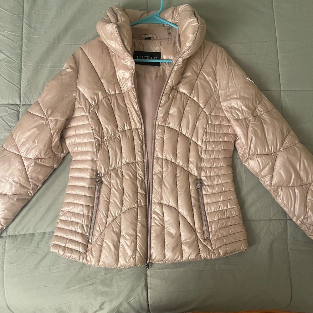 GUESS Women's baby pink Quilted Jacket